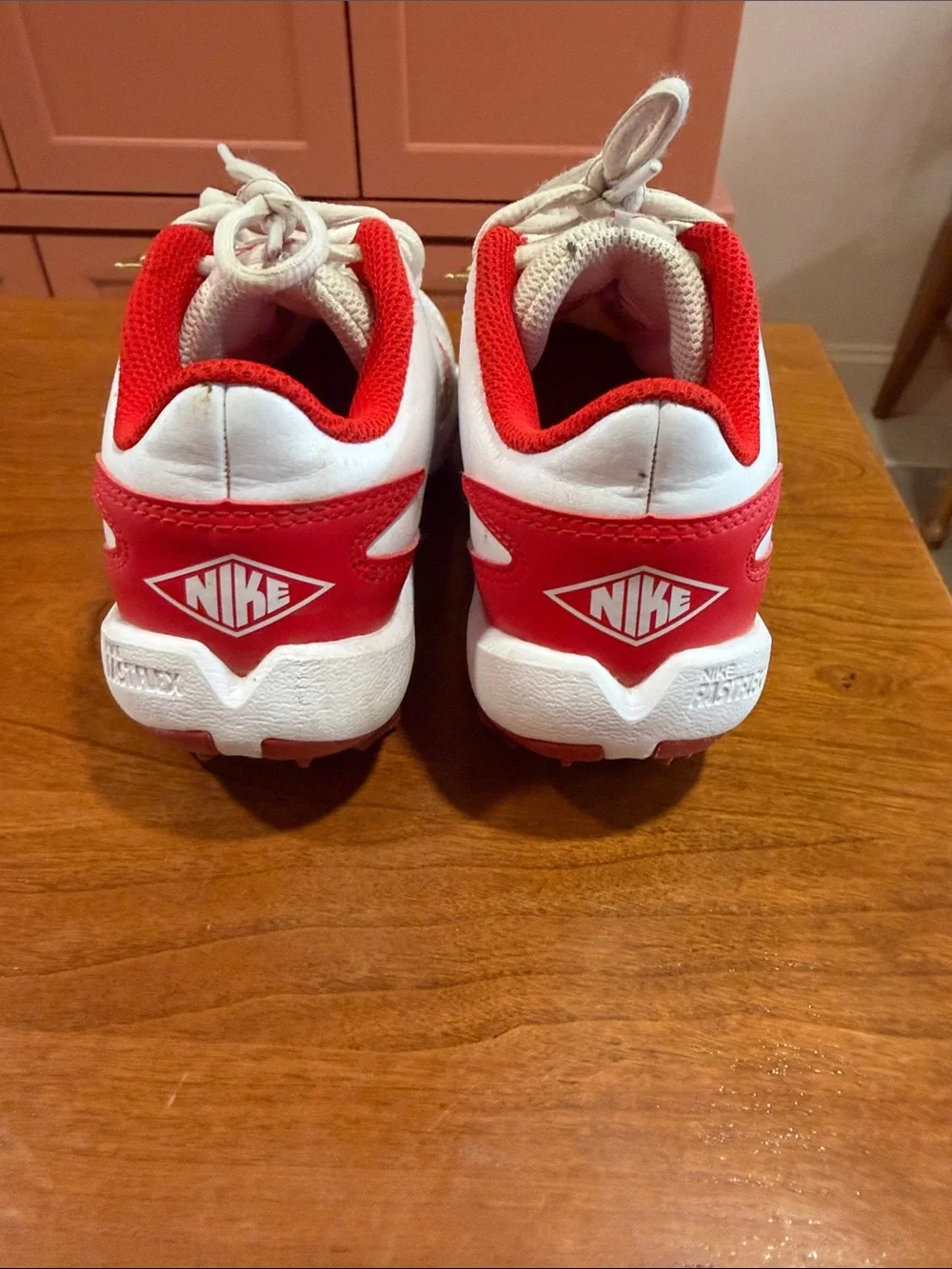 Nike Kids White and Red Athletic Cleats